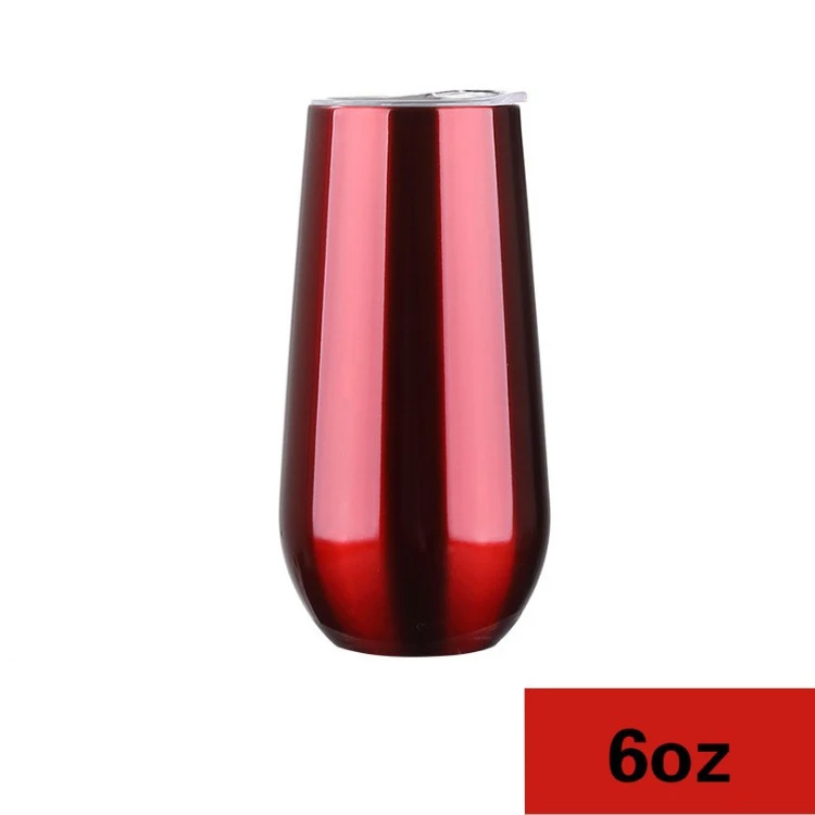 6ozChristmas с крышками Swig винный бокал для шампанского пива термос Stemless флейта из нержавеющей СВИГ стакан вакуумная фляга-термос с изоляцией - Цвет: Красный