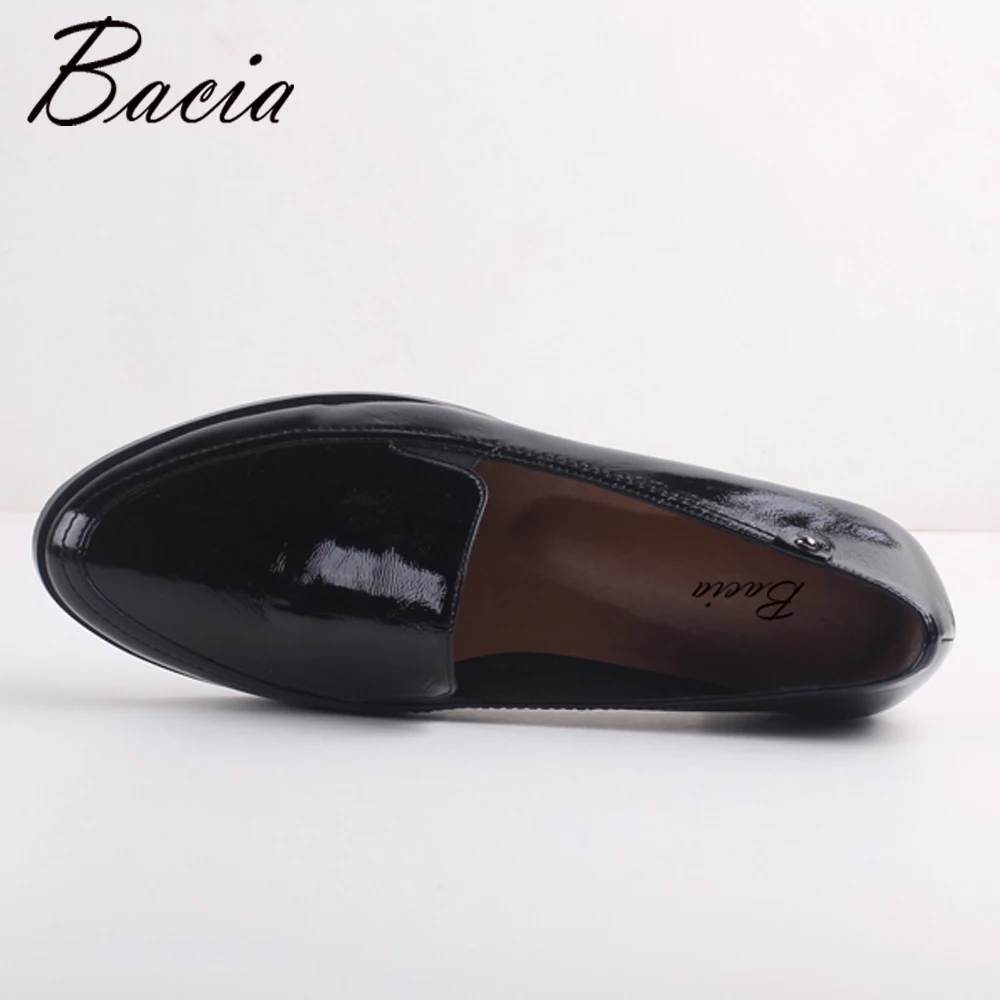 Bacia/роскошные классические кожаные туфли черный ретро круглый носок Slip-on Туфли