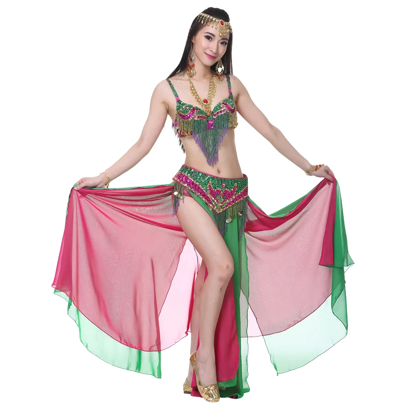 Женская юбка для танца живота комплект индейского из 3 предметов с бюстгальтером