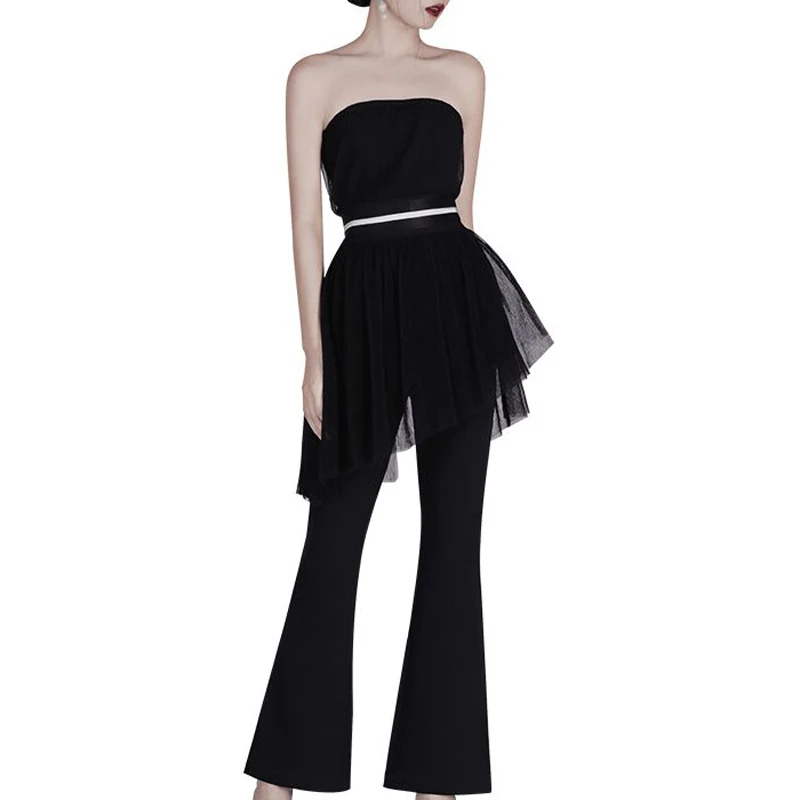 INDRESSME новинка 2019 комплект из 2 предметов сексуальные сетчатые Топы без бретелек с