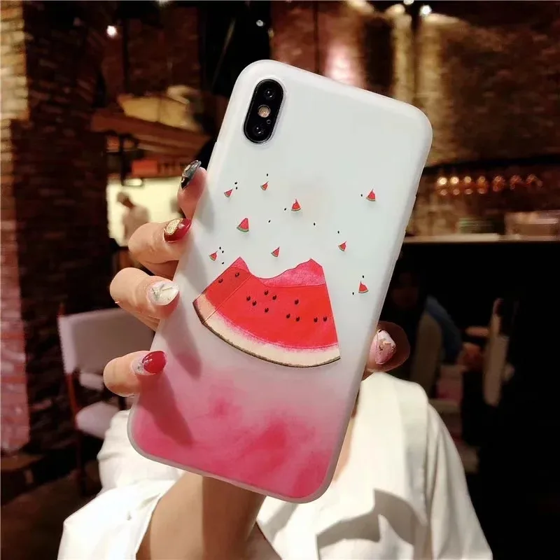 Милый мягкий силиконовый чехол из ТПУ с 3D фруктовым узором для iPhone X, тонкий бампер для телефона, чехол для iPhone XS MAX XR, задняя крышка 6, 7, 8 Plus - Цвет: 5