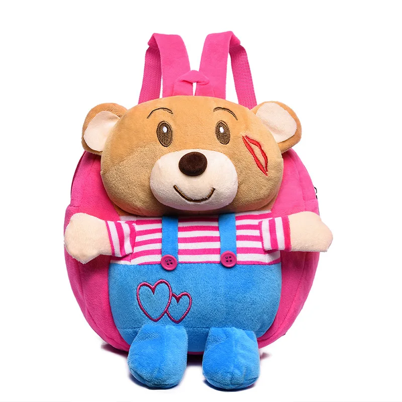 rose red bear Милый мультфильм детский плюшевый рюкзак игрушки чучела пчела Медведь обезьяна мини школьные сумки детские подарки мальчик девочка ребенок студенческий сумки прекрасный - Цвет: rose red bear