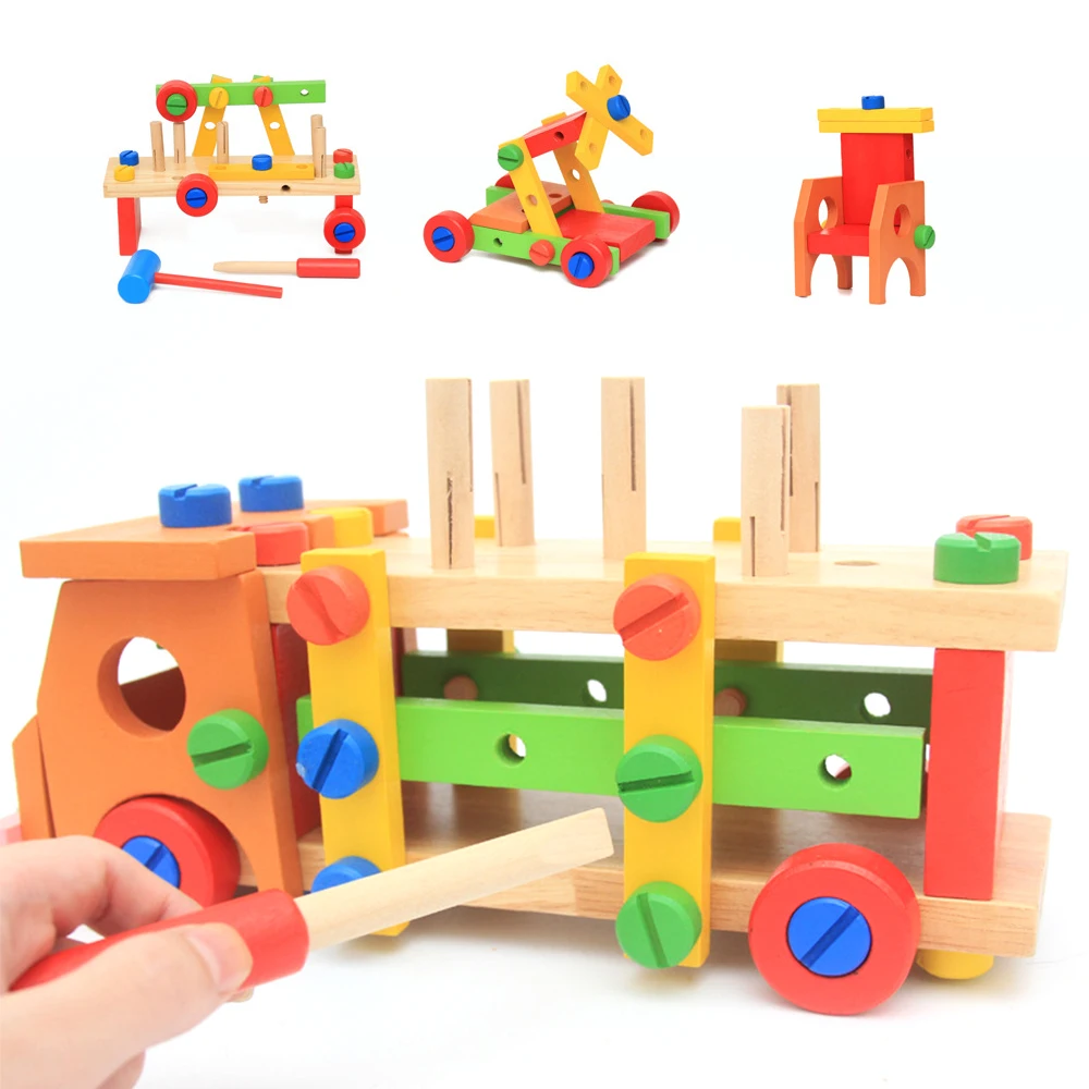 Деревянные блоки демонтировочный винт гайка игрушка для детей стук автомобиля