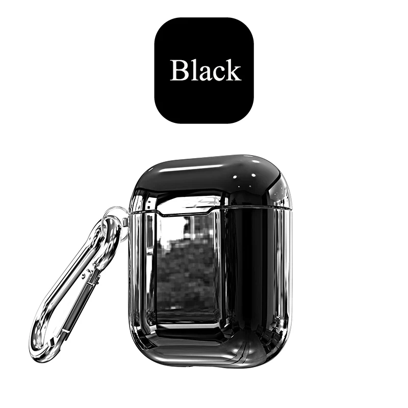 Black Покрытие TPU наушники чехол для Airpods всего тела и гальваническим покрытием, яркие мягкие наушники чехол для Airpods с защитой от повреждений и кольцом-держатель с защитой от потери - Цвет: Black
