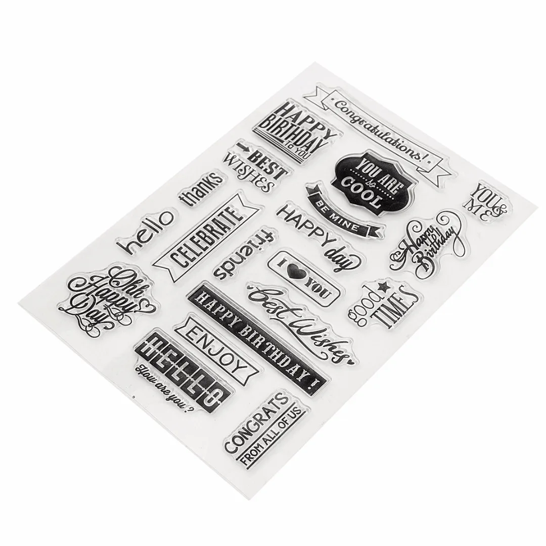 JX-LCLYL 16*11cm Happy Birthday Transparent Silicone Rubber Stamp Cling Seal Scrapbooking | Дом и сад