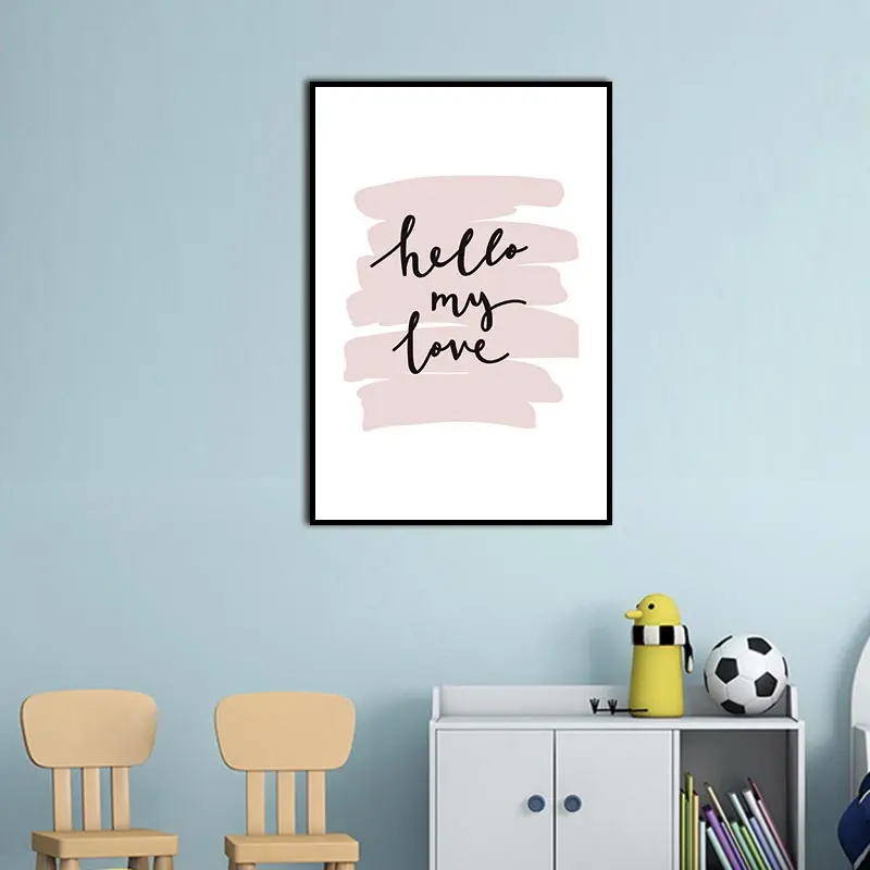 Картина на холсте здесь моя любовь скандинавские абстрактные буквенные