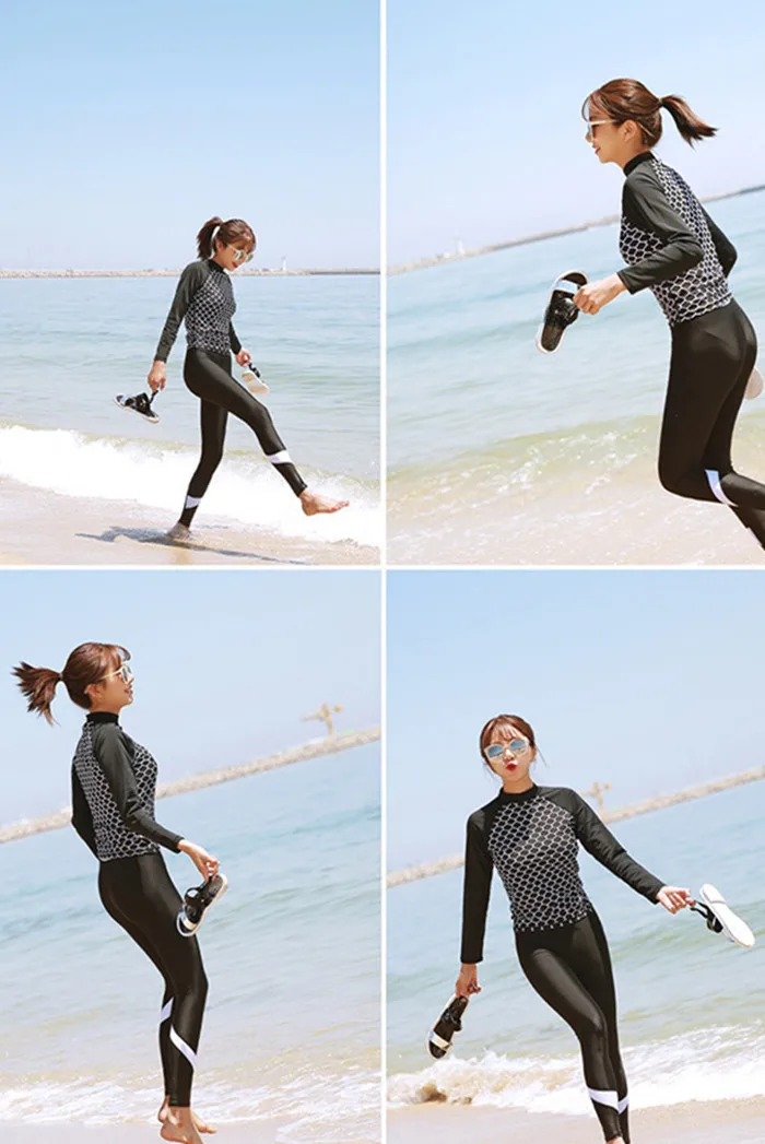Rashguard женский купальный костюм из лайкры женский купальник для серфинга Бикини Топ корейский длинный рукав брюки Maillot De Bain Femme
