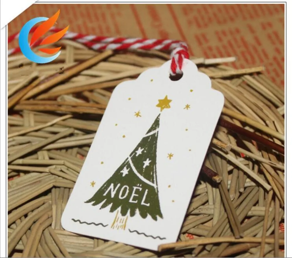 Бесплатная доставка 50 шт. Рождественская елка печать бирки из крафт бумаги