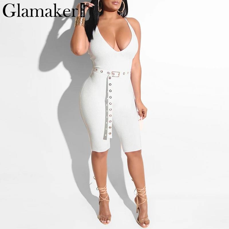 Женский Облегающий комбинезон Glamaker черный трикотажный ремешок комбинезона с