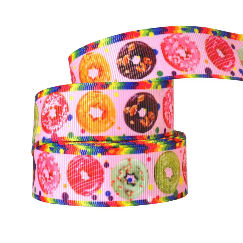 (10 м/Лот) с фокусным расстоянием 25 мм Grosgrain печатные красочные леденец пирожные
