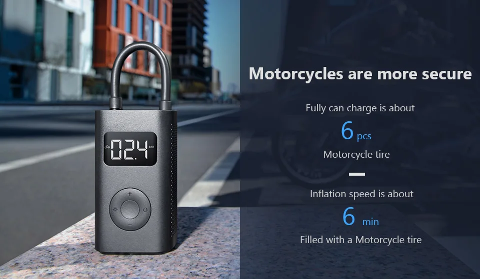 Xiaomi электрический воздушный насос Mijia перезаряжаемый насос 150PSI умный цифровой датчик давления в шинах для футбольного автомобиля велосипедный насос