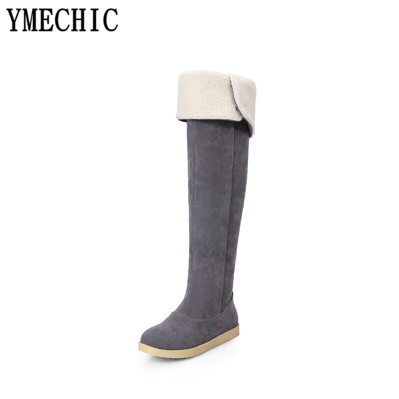 YMECHIC 2018 зимняя женская обувь выше колена женские серые черные коричневые длинные