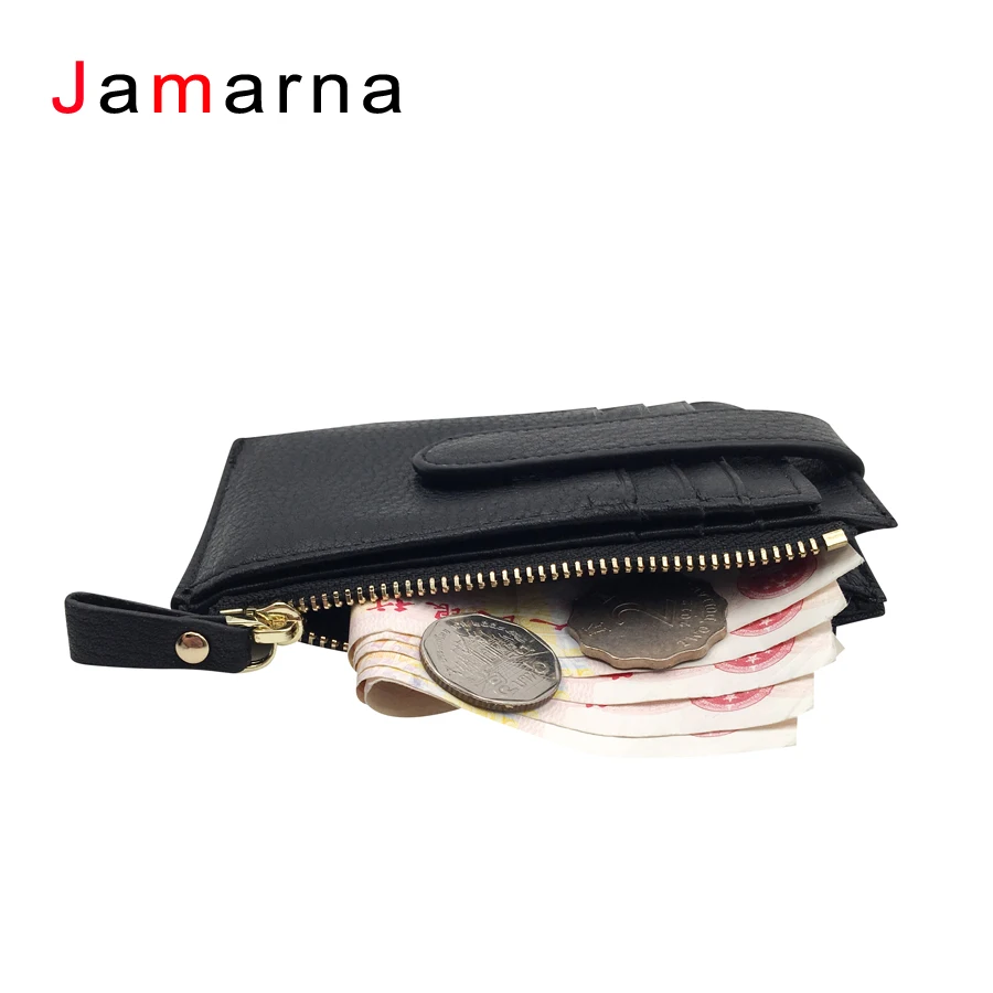 Jamarna, натуральная кожа, держатель для карт, на молнии, кошелек для монет, маленький кошелек для мелочи, деловой держатель для карт, тонкий кошелек, мягкая кожа, Новинка