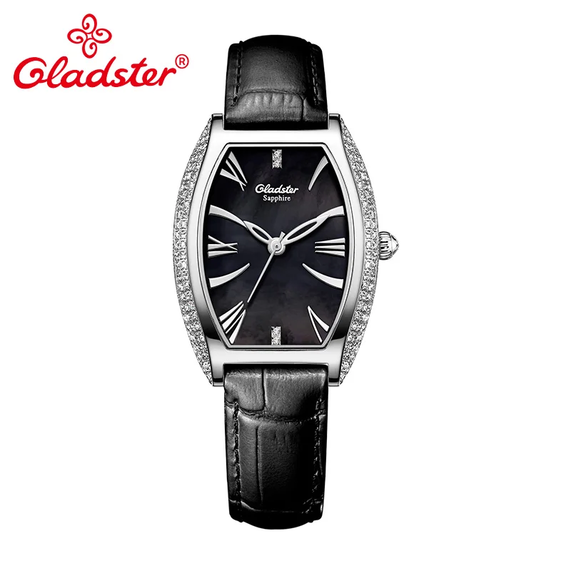 Роскошные Японские Женские часы Gladster MiyotaGL30 с кожаным ремешком сапфировым