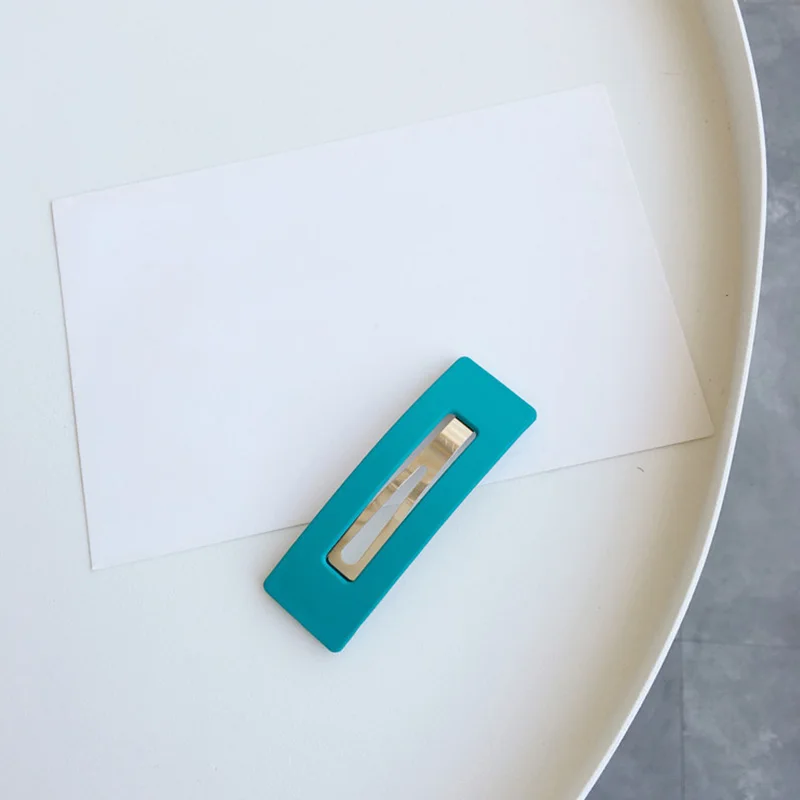Square Peacock blue Аксессуары для волос акрил прямоугольные цвета скраб эллипс подарки корейский BB зажимы изящная бахрома 1 шт/2 шт карамельный цвет - Цвет: Square Peacock blue