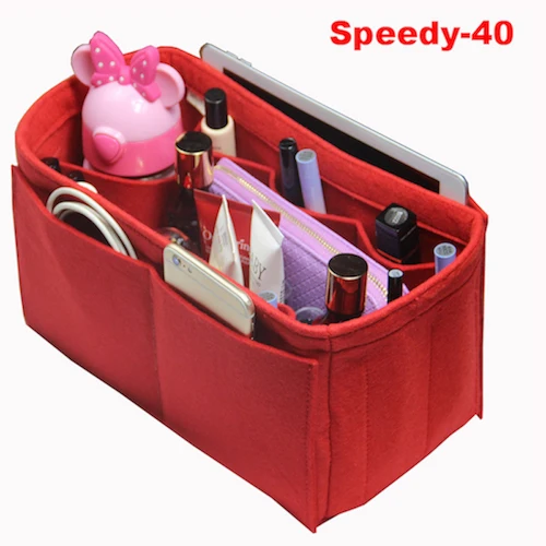 Speedy-40 Подходит для Speedy 25 30 35 40 Neverfull MM GM PM кошелек вставка пеленка сумка настраиваемый Войлок сумка-Органайзер(w/держатель бутылки для молока - Цвет: Speedy-40