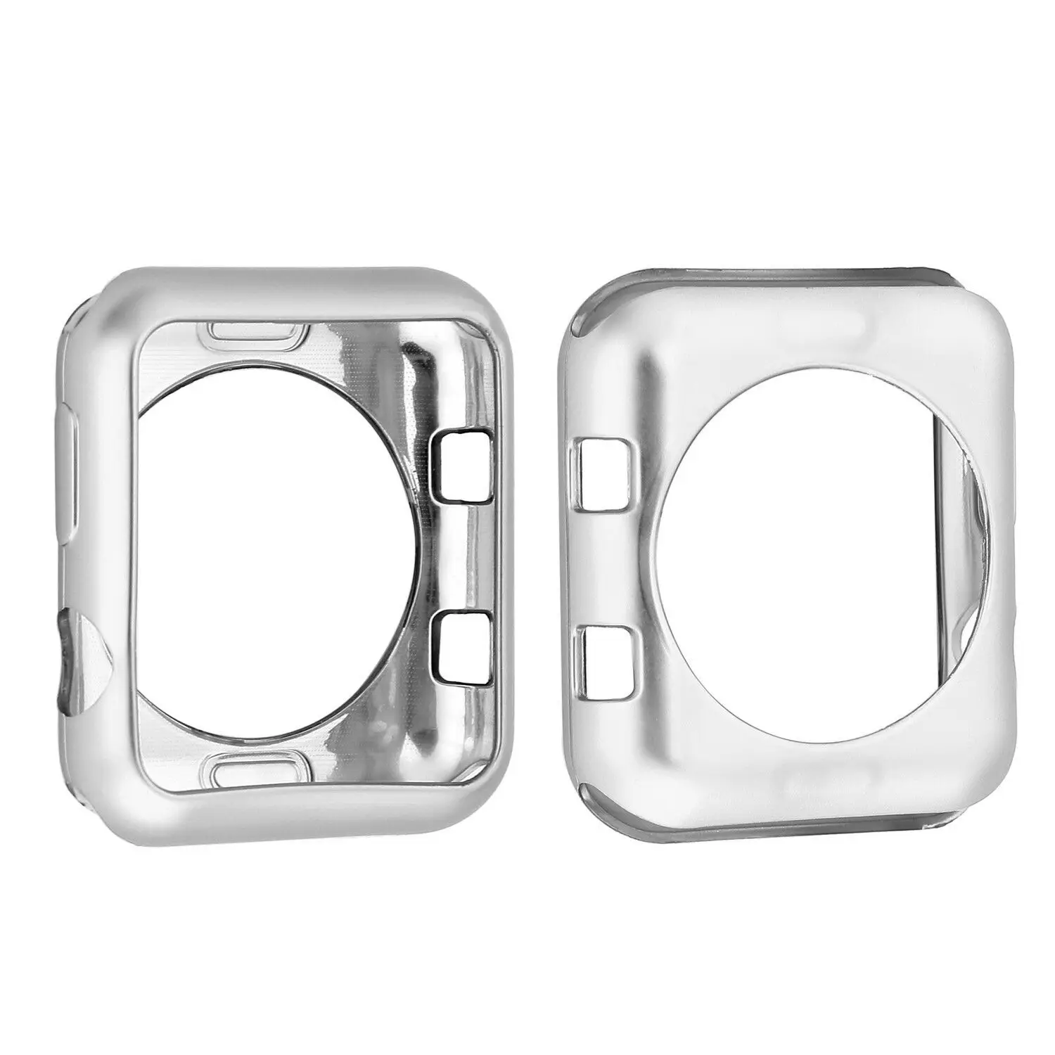 SILVER Серия 1/2/3 мягкий силиконовый чехол для Apple Watch, версии крышка 38 мм 42 мм модное покрытие TPU Защитная крышка для наручных часов iWatch - Цвет: SILVER