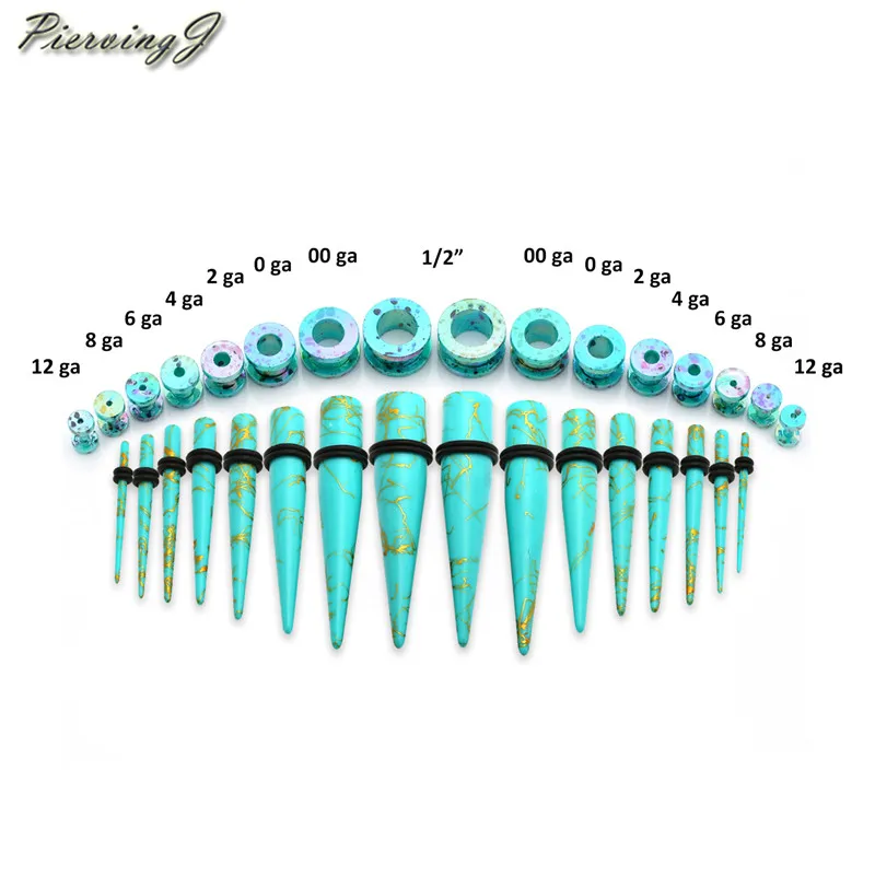 Piercingj 32 шт./компл. горячей акриловый уха датчика конус и пробка растяжения Наборы тоннель для расширения, бижутерия для пирсинга, 12G-00 г