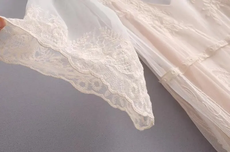 WOSU Для женщин летние кружевные сетчатые платья с расклешенным рукавом Empire v