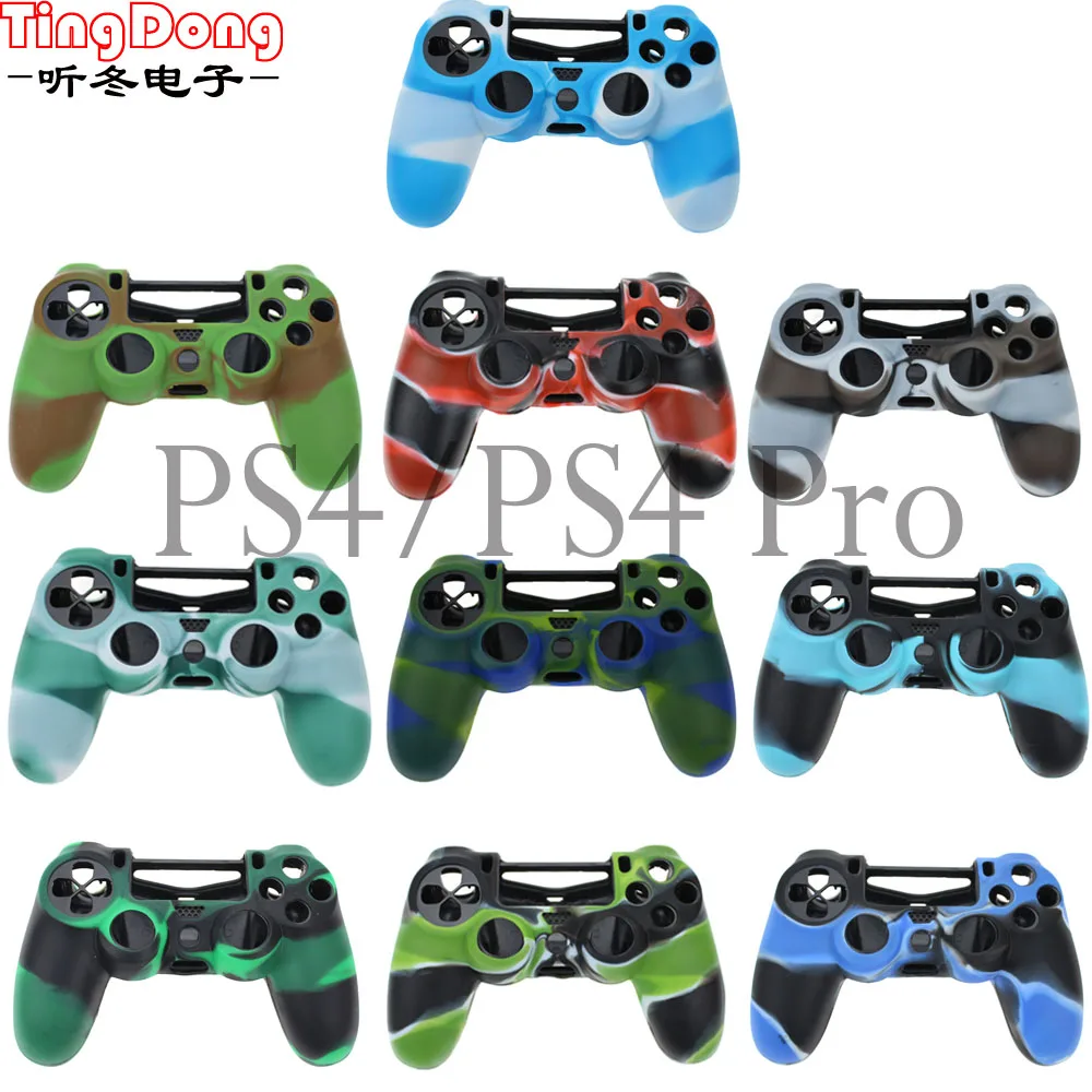 TingDong  Silicone Anti-Slip High Quality Protective Skin Case Green Style Joystick Case For PS4 Controller