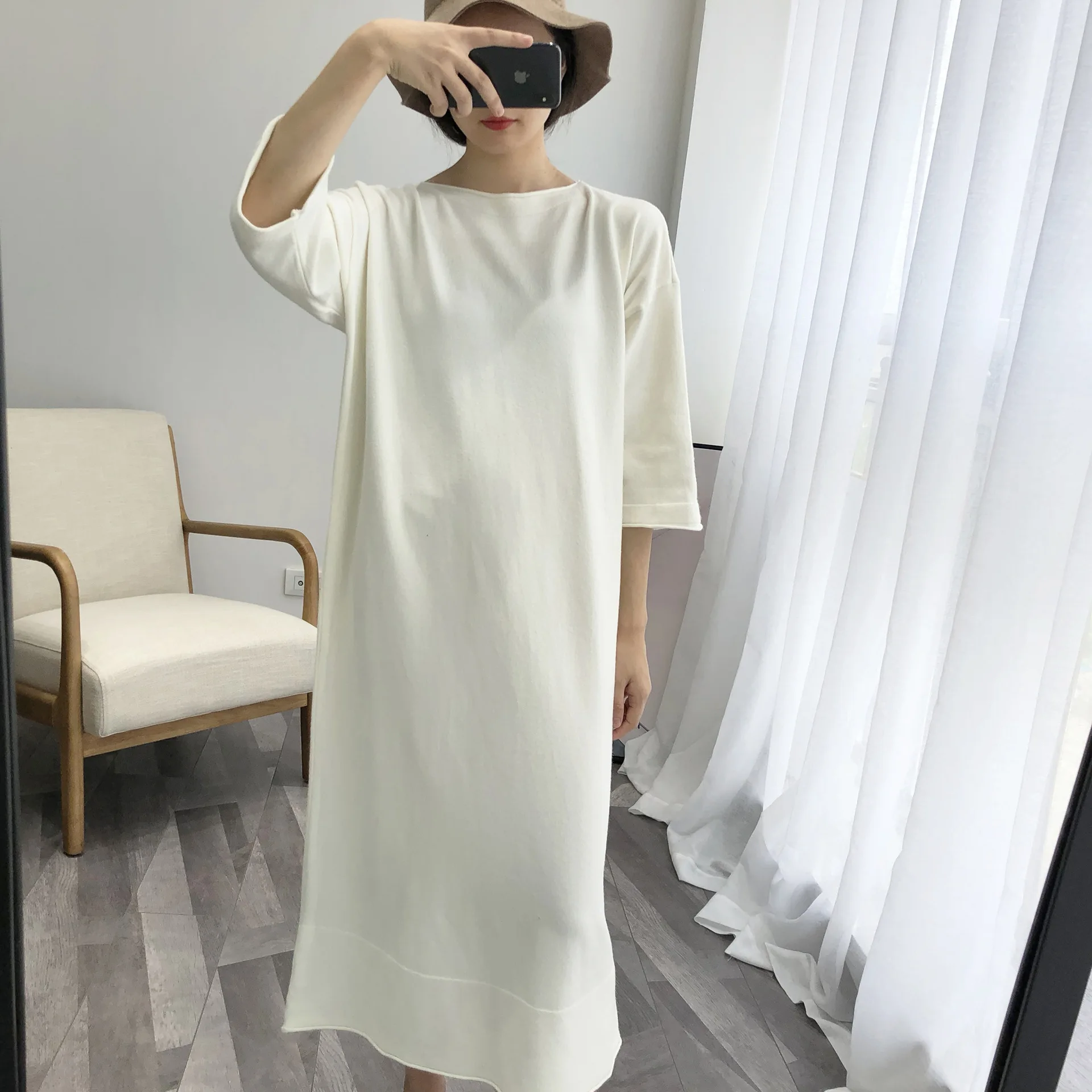 2019 Autumn O-Neck Women Sweater White Long Pullovers Knitting Loose Oversize Femme Tricot Pull | Женская одежда