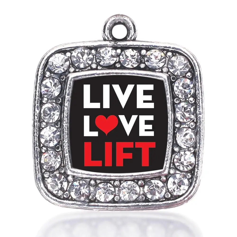 LIVE LOVE LIFT квадратный Шарм в античном стиле посеребренные ювелирные изделия|charm