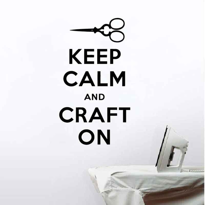 

Keep Calm and Craft On Quote Wall Art Decals Craft Room Decor Sewing Art Vinyl Stickers Sewing Studio Mural Wall Art Deco
