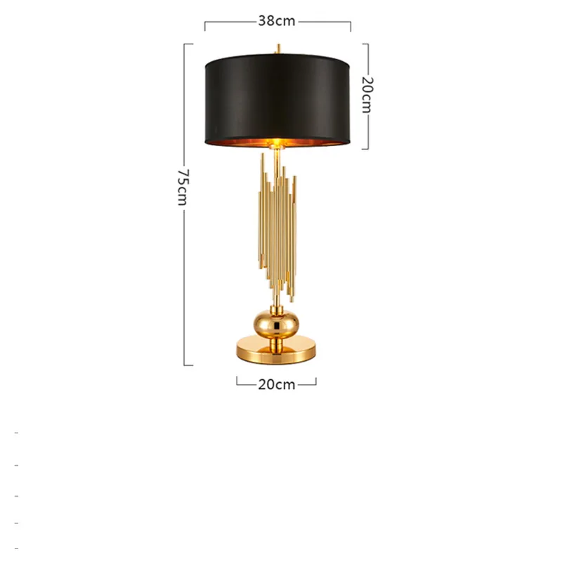 Настольный светильник, светильник из золотистого металла, лампада, светильник s, настольная лампа для гостиной, столовой, спальни, свадьбы, Рождества, внутреннего декора - Цвет абажура: Button Switch