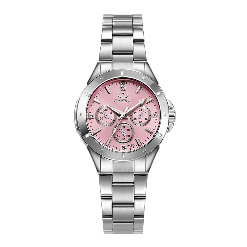 Pink Dial Топ люксовый бренд Chenxi часы женские часы из нержавеющей стали женские часы кварцевые часы dames horloge relogio feminino hodinky - Цвет: Pink Dial