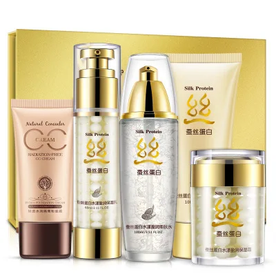 

Bioaqua silk protein skin care cosmetics set moisturizing oil shrink pores