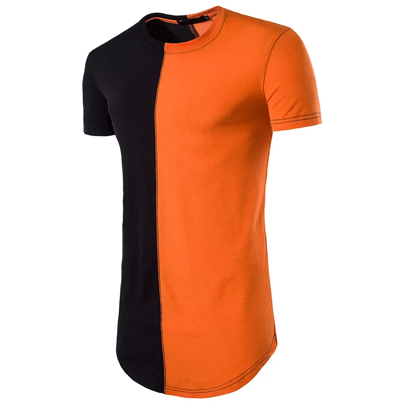 2017 длинный размер мужские топы футболка короткий рукав Повседневная с молнией