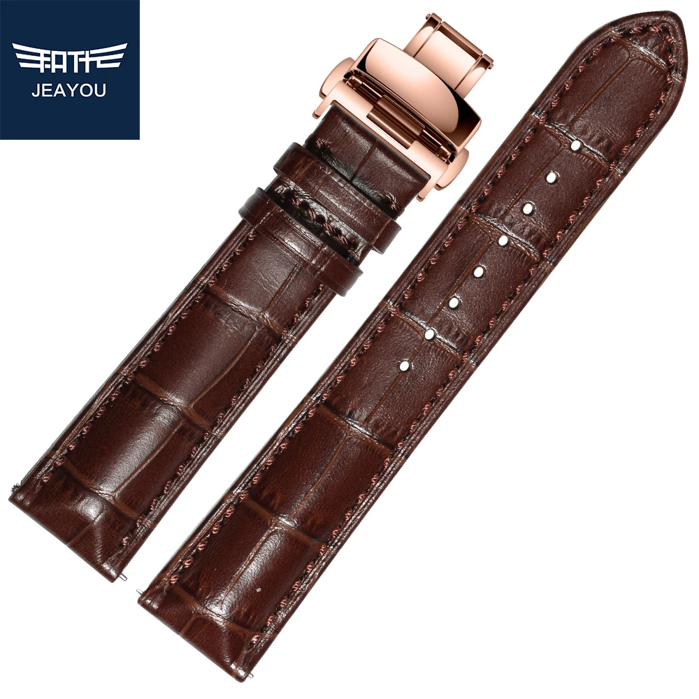 Мужской ремешок для часов JEAYOU из натуральной кожи Tissot/Omega/IWC с застежкой розового