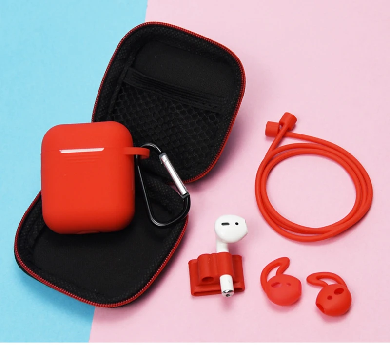 Мини 6 шт. в 1 наборы для Airpods чехол защитный чехол милые наборы кольцо ремень крюк моталки держатель коробка набор Earpods силиконовый чехол