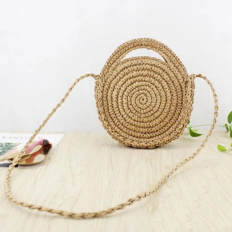 Летние пляжные сумки соломенные на плечо Повседневное мини Crossbody Кошелек ручной