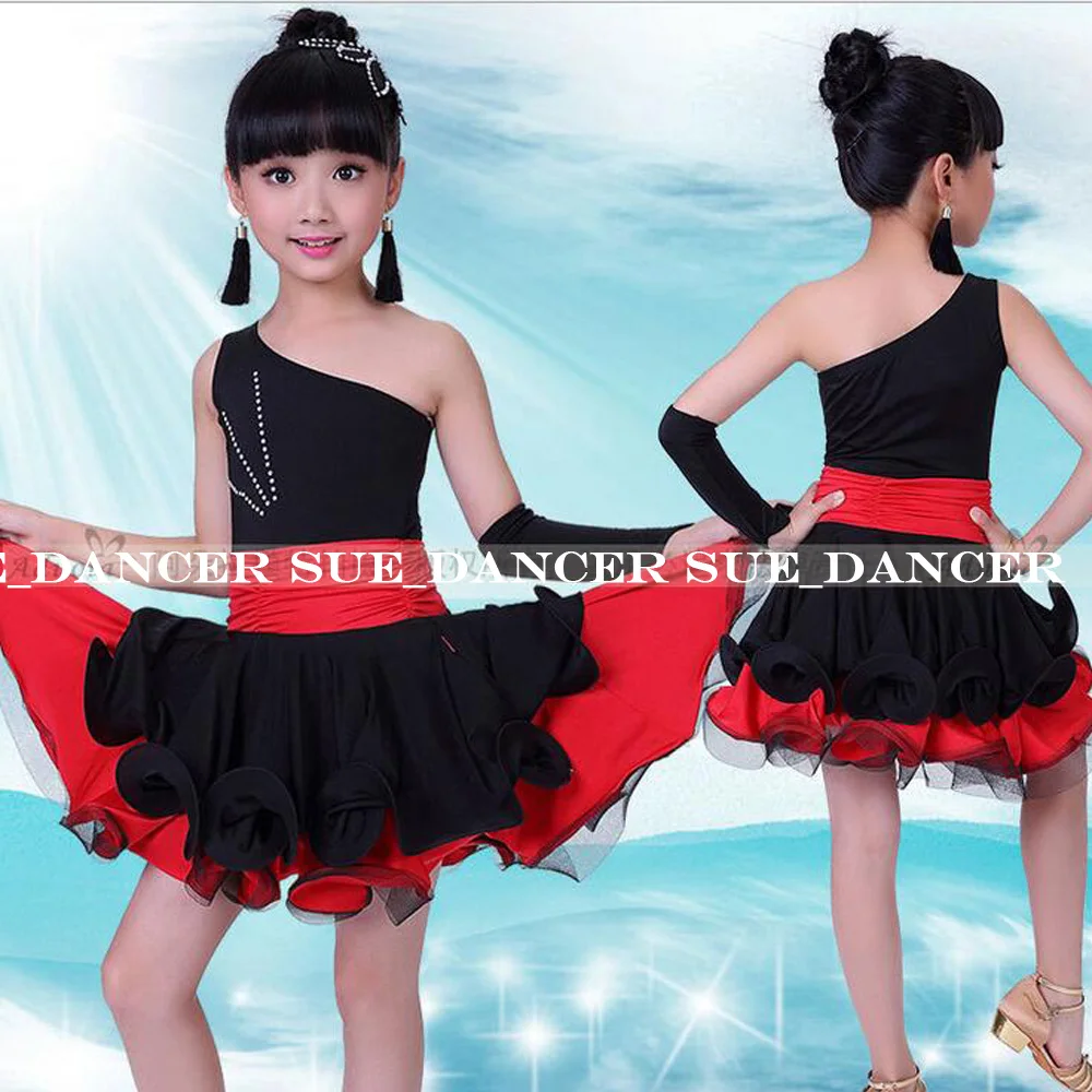Одежда для латинских танцев девочек красное платье стандартное детское детская