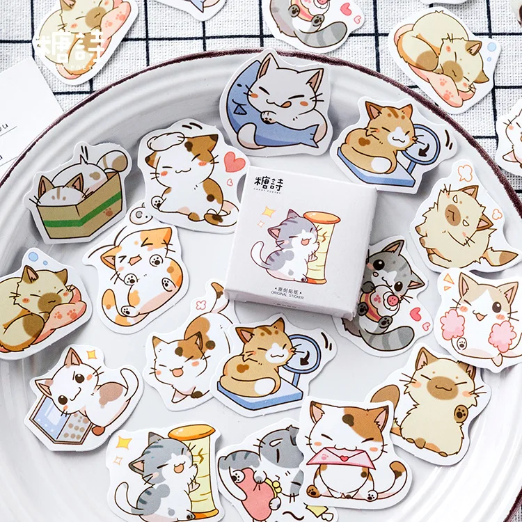 

45 Pcs/box My Naughty Cats Diy Mini Paper Sticker Diary Album Scrapbooking Decoration Sticker Kawaii Stationery