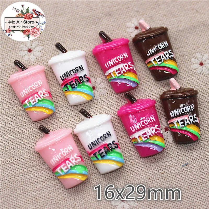 

unicorn tear sippy cup 10PCS 16x29mm Resin Flatback Cabochon Miniature Food Art Supply Decoration Charm