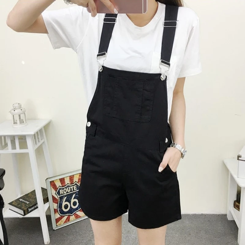 Короткий джинсовый комбинезон женский с высокой талией повседневный модный