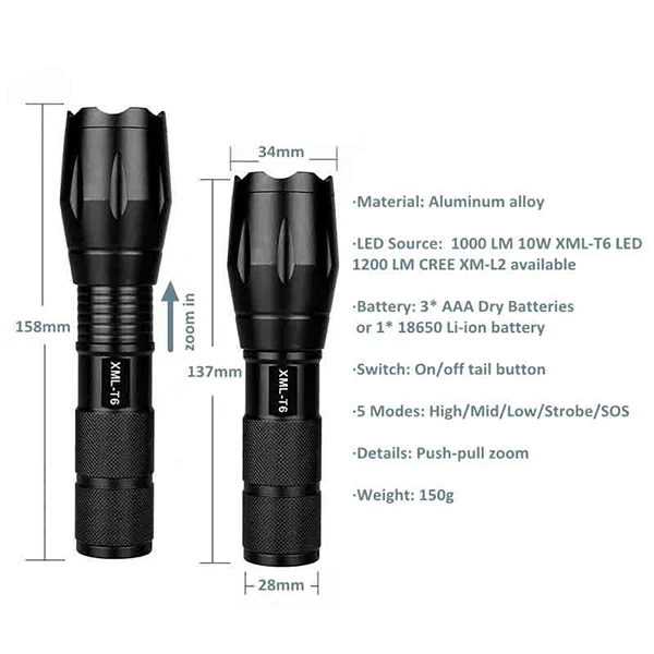 TMWT светодиодный фонарик ультра яркий T6 CREE L2 мощный G700 зум фонарь для кемпинга черный или камуфляж