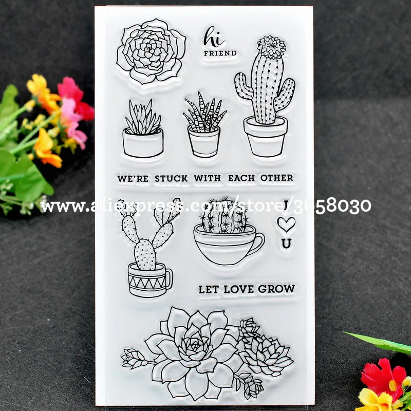 Цветы LET LOVE GROW I YOU альбом для скрапбукинга DIY фотокарточки Резиновые