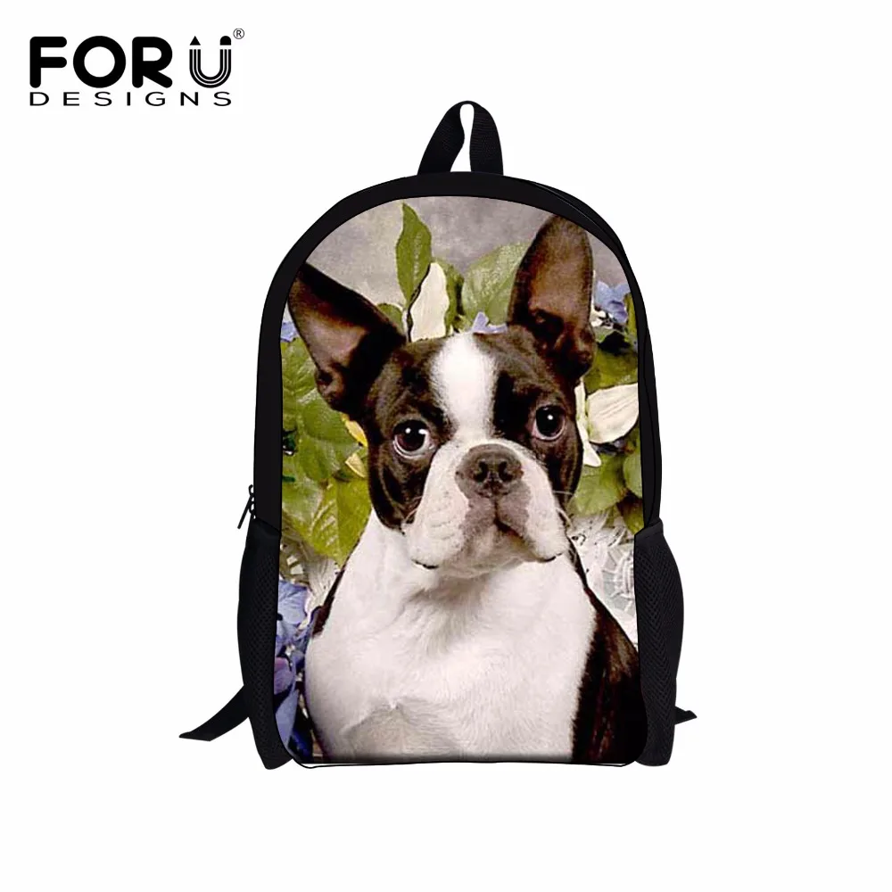 

FORUDESIGNS Children School Bags Cute Boston Terrier Print Schoolbags for Kids Boys Pet Dop Puppy Backpack for Teenagers Mochila