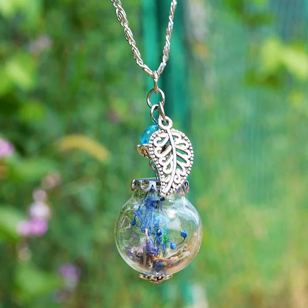 Ожерелье ручной работы из натурального сушеного стекла купольное ожерелье с