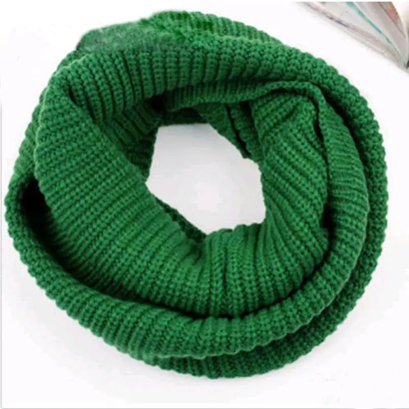 Dark green 1 шт., женский модный зимний теплый шарф-хомут, круглый шарф, плотный вязаный шерстяной шарф-снуд - Цвет: Dark green