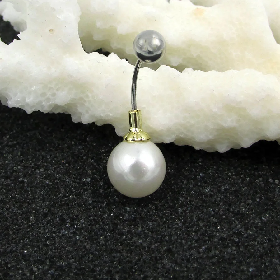 Кольцо для пирсинга пупка с пресноводным жемчугом|sexy body jewelry|body jewelrybelly button rings sexy |