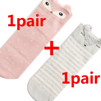 2pair 1 пара, милые женские Носки с рисунком, женские хлопковые носки, короткие Повседневные Дышащие носки, Meias Chaussettes Femmes Sokken Vrouwen - Цвет: 2pair