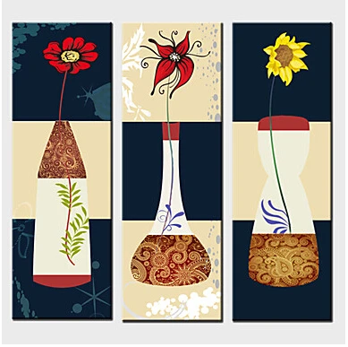 

Hand Painted Modern Canvas Wall Painting Flower Wall Decor Floral Oil Painting Flower canvas Wall art set of 3 for Home Decor