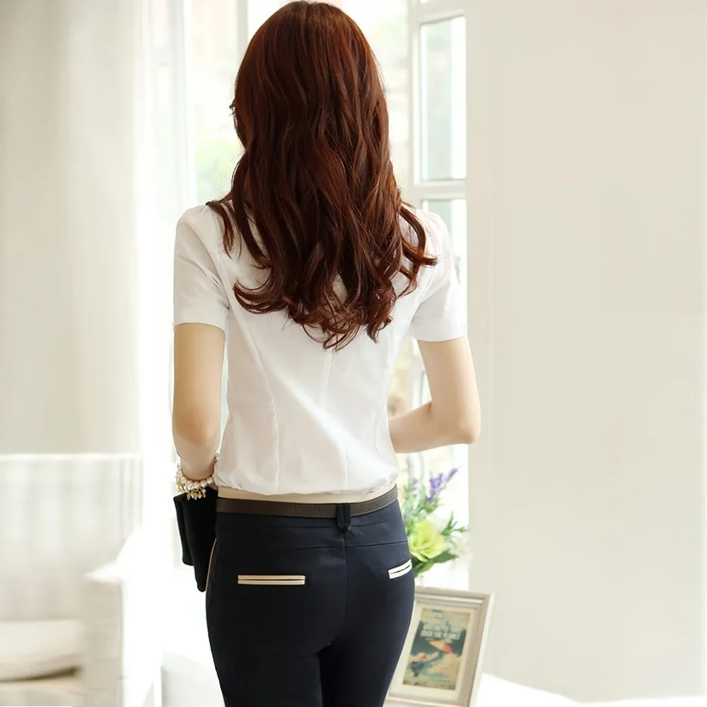 Gkfnmt Blusa Feminina модные женские белые офисные блузки шифоновая Повседневная рубашка