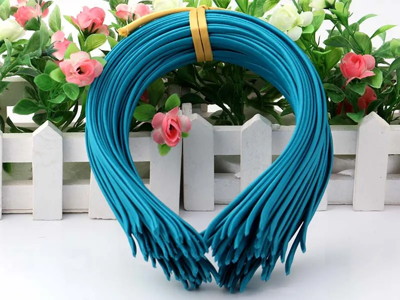15 Blue Green 5 шт./лот, 20 цветов, ручная работа, атласные, покрытые смолы, повязки для волос для женщин и девочек, цельная повязка для волос повязка на голову "сделай сам", детский обруч на голову - Окраска металла: 15 Blue Green