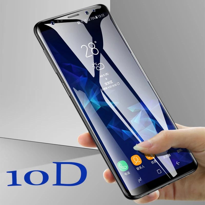 10 D закаленное Стекло пленка для samsung Galaxy S9 S8 S7 плюс S6 краями реальный эффект