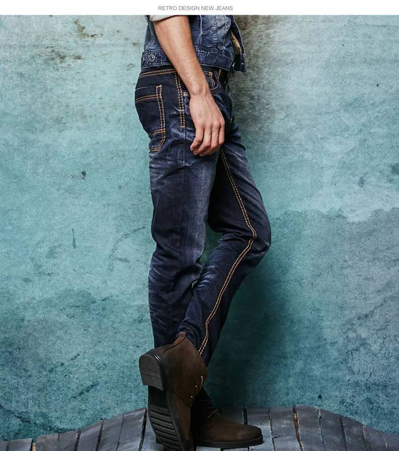 Толстый шов мужские проблемных Джинсы для женщин рваные 3D морщинка мужской моды